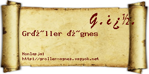 Gröller Ágnes névjegykártya